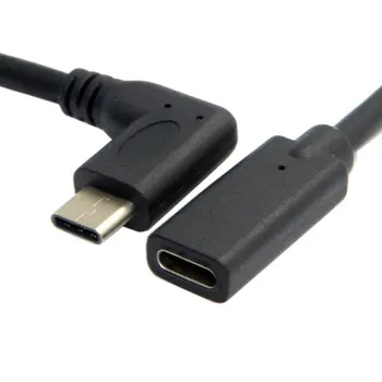 0.3 Metri Tips-C USB 3.1 Vīriešu USB-C Female 90 grādu Paplašinājumu Datu Kabeli Paplašinātāju Vadu Atgriezeniska Dizains