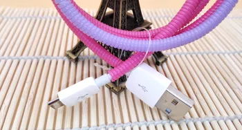 100pcs/daudz vienkrāsainu TPU spirāli USB Lādētāja kabeli vadu aizsargs wrap vadu taurētājs lādēšanas kabeļi organizators, Garums 50cm