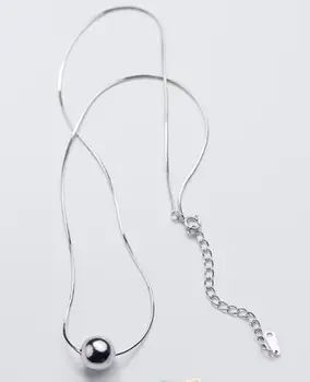 10MM reāla 925 Sterling Sudraba Smalkas Rotaslietas pulēta Laimīgā Kārtā Bumbu Kulons snakebone ķēde, kaklarota, par mīlestību, c-D4266