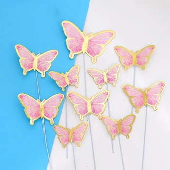 10pcs/maiss Butterfly Cake Topper Dzimšanas dienu, Kāzu Torti Desertu Ielikt Krāsains Toppers Partijas Piegādes
