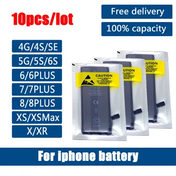 10pcs/Partija, 0 Cikla Zīmogs Oem Mobilā Tālruņa Akumulators Pack For iPhone 4 4S 5 5S 5C SE 6S 6 7 8 Plus X XR XS Maks.