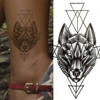 1pc Modes Black Pagaidu Tetovējumu Uzlīmes Vilks Dizaina Pilnas Rokas Body Art Liels Liels Viltus Tetovējumu Uzlīmes Unisex