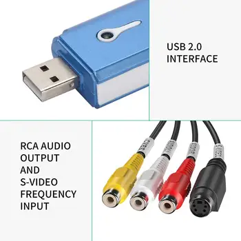 2.0 USB Pārveidotāju 4 Kanālu Audio Video Grabber Adapteri Kartes TV DVR Win/XP/7/8/10 PA Radio Diktofons Indikators
