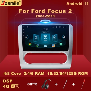 2 din Android 11 Auto Multimedia Player ford focus 2 Mk2 2004. - 2011. Gads Radio, GPS Navigācija, Stereo dvd AI Balss Kontroles Carplay