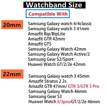 20/22mm Skatīties joslas Samsung Galaxy noskatīties 4/classic Aktīvo 2 44mm 42mm/46mm Rīku S3 Silikona aproce Huawei skatīties GT 2 siksna