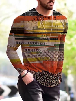 2022. gada Pavasarī Harajuku Drukāt Vīriešu T-krekli ar garām Piedurknēm Zaudēt Gadījuma Tee Krekls Mens Jaunu Modes Brīvs O-veida Kakla Džemperis Top Streetwear