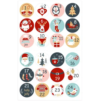 24pcs Radošo Numuru Ziemassvētku Uzlīmes Apaļas Cute Karikatūra Uzlīme Blīvējuma Frāzi Dāvanu Pārtikas Iepakojuma Etiķetes, Uzlīmes, Kancelejas preces