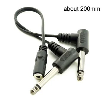 3,5 mm Mini 1/8 collu TRS Stereo Sieviešu Ligzda Dual 1/4 6.35 mm Male Plug Mono TS taisnā Leņķī Audio Adapteri Y Sadalītāja Kabeli