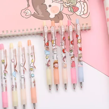 3pcs /daudz Kawaii Anime Meitenes Nospiediet Gēla Pildspalva Rollerball Pildspalva 0.5 mm, Melna Kancelejas preces, Skolas Meitenēm