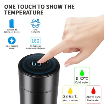 500ML Smart Nerūsējošā Tērauda Krūzes Siltuma Izolācija Ūdens Pudeli Saprātīga Termoss Kafijas Pudeles LED Temperatūras Displejs Tases