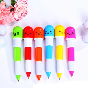 60pcs/daudz Cute vitamīns lodīšu pildspalvu , funny sejas karikatūra kapsula lodīšu pildspalva , bagāžnieka lodīšu pildspalvu