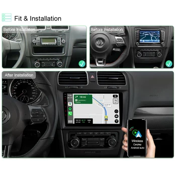 A-Pārliecināts, ka Auto Radio Android 11 Bezvadu CarPlay Auto DVD GPS Navigācijas 8 Core 3+32GB 9