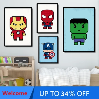 A3/ Brīnums Avengers Supervaronis Akvarelis, Glezna, Zirnekļcilvēka dzelzs Vīrs Karikatūra Līmi Mājas Dekori Bērnu Istabā plakāti kvalitāti
