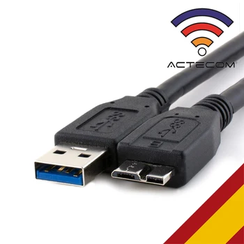 ACTECOM Kabeļu de USB Tipo Mikro B 3.0 Alta Velocidad Carga Rápida y Datos Super Ātrumu 4,8 Gbit/s Negro para Samsung Galaxy S5