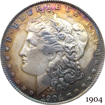 Amerikas savienoto Valstu 1904 Morgan Vienu Dolāru ASV Monētu Brīvības Cupronickel Sudraba Pārklājumu Dievam Mēs ticam, Kopēt Monētas