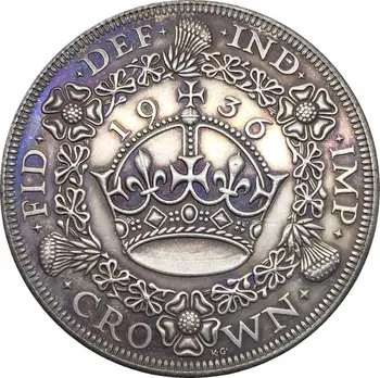 Apvienotā Karaliste 1936 1, Vainaga George V Vainags Uncrowned portrets Karalis pa kreisi, apkārt leģenda Cupronickel Sudraba Pārklājumu Kopēt Monētas