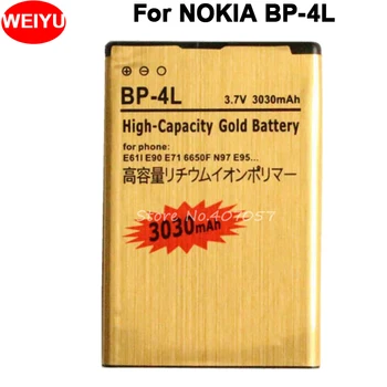 BP-4L Zelta Akumulatoru NOKIA N97 E61i, E63 E90 E95 E71, 6650F N810 E72 BP4L Bateria Akumulators 3030mAh
