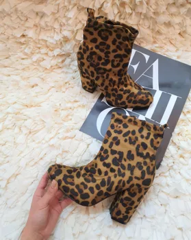BUONAROTTI, leopards drukāt sieviešu potītes zābaki, lēti sieviešu ziemas apavi, kurpes