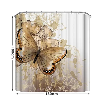 Butterfly Ziedu Vannas istabas Komplekts ar Dušas Aizkars un Pledi Ūdensizturīgs neslīdoša Tualetes podu Vāku Vannas Paklāji, Paklāju