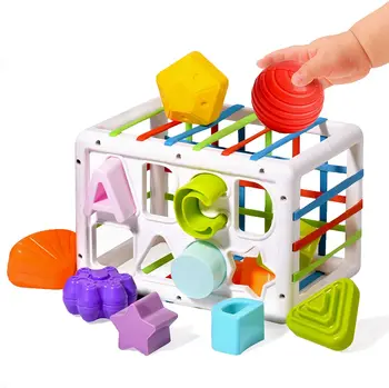 Bērnu Formas Bloki Šķirošanas Spēli Rotaļlieta ar Mehānisko Prasmes Mācību Toddler Maņu Cube Bērniem, Montessori Izglītības Rotaļlietas 1 2 gads
