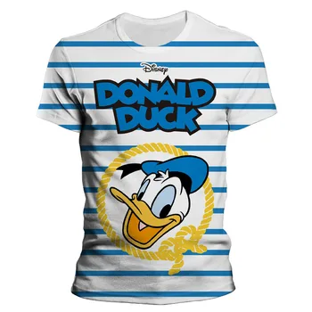 Disney Nav Donald Duck Daisy Duck 3D Drukas Vīriešu, Sieviešu T-Krekls O-veida Kakla Džemperis ar Īsām Piedurknēm Gadījuma Salds Streetwear Brīvs t-veida Topi