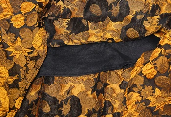 [EAM] Augsta Vidukļa Zelta Krāsu Žakarda Ilgi Vintage Puse uz Pusi-ķermeņa Daļa Sieviešu Modes Jūra Jaunā Pavasara Rudens 2022 1DE3056