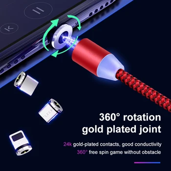 Elough 2M Magnētisko Kabelis priekš iPhone, Samsung A50 Kabeļa Mikro USB C Tipa magnētiskās lādētāju tipe c Stieples Maksas tālrunis Vadu