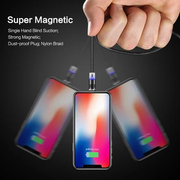 FLOVEME Magnētiskās LED Kabeļa Tips C Mikro Apgaismošanas iPhone 7 5s SE Kabeli, 5V 2A Lādētāju Magnēts Cabo Samsung a5 Oneplus 6 5t