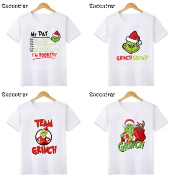 Grinch Squad Komandas Priecīgus Ziemassvētkus Drukāt Smieklīgi, Bērnu T-krekli Bērnu, Zēnu, Meiteņu Drēbes, T krekls Vasaras Gadījuma Bērniem, Topi,HKP5467