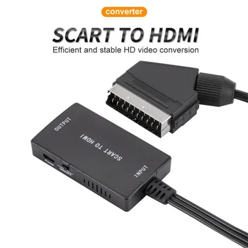 Grwibeou SCART Uz HDMI-saderīgam Kabeļu Converter Video Adapteri 1080P Video, Audio Adapteris HD TV ar DVD HDTV STB Sky Kaste