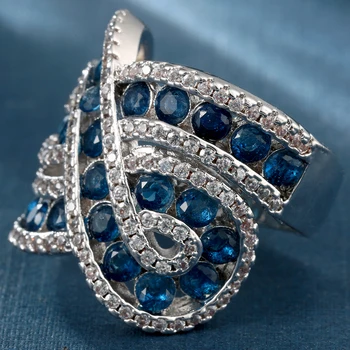 Hainon Jaunas Ielidošanas Unikālo Mikro Blue Zircon Bruģēt Iestatījumu Pirksta Gredzenu, Kāzu svinības, Elegants Modes Rotaslietas luksusa gredzeni