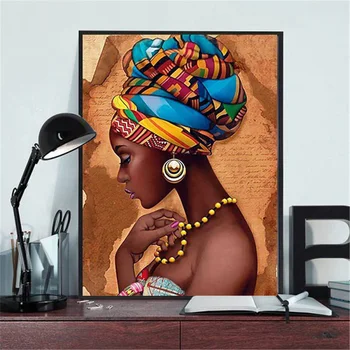Huacan Pilnu Kvadrātveida Dimanta Krāsošana Āfrikas Sieviete 5D DIY Dimanta Izšuvumi Mozaīkas Portrets Mākslas Komplekts Rotājumi Mājās