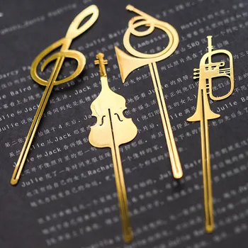 Instrumentu stila grāmatzīmes Mūzikas piezīmju grāmatu zīmes Zelta pārklājumu Kancelejas preces, biroja, Skolas piederumi marcador de livros