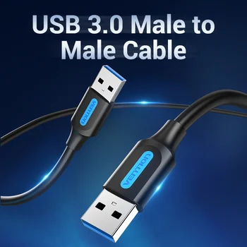 Intervences USB uz USB pagarinātāja Vads Vīriešu Vīriešu, 3.0 2.0 USB Paplašinātājs par Cieto Disku TV Kastē Klēpjdatoru USB 3.0 USB 3.0 Kabeli, 0.25 M