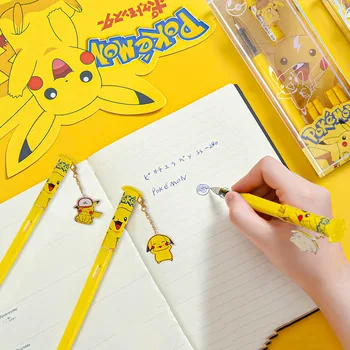 Jauni Pokemon Pikachu Zilu Pildspalvu Pamatskolas Tintes Sac Fountain Pen Kaligrāfijas Rakstības Pildspalvu Studentu Biroja Piederumi, Kancelejas