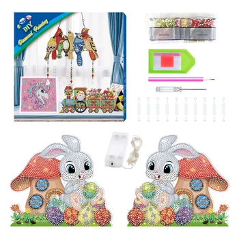 Jauns DIY Dimanta Krāsošana Lieldienu Rotājumi Cute Bunny Olu Roku darbs Dimanta Apdares Gaismas Apgaismojums Dekorēšana Svētku Dāvanu