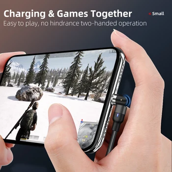 Jaunu 360º+180º Magnētisko Micro USB Kabelis Priekš iPhone, Samsung Android Magnēts, Lādētāju, USB C Tipa Kabeli Mobilā Tālruņa Vadu Stieples