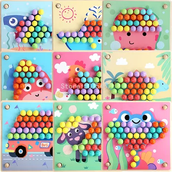 Koka Montessori Bērnu Rotaļlietu Rokās Smadzeņu, Apmācība, Klipu Krelles Puzzle Board Matemātikas Spēle Bērnu Agrīnās Izglītības Rotaļlieta Bērniem
