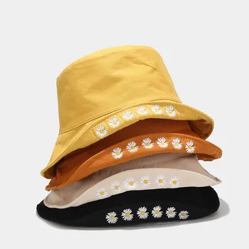 Korejiešu Versija, Jaunas Daisy Double-sided Zvejnieka Cepure Modes Cepures Sievietēm Ir 2021. Spaini Cepures Apģērbu Aksesuāri