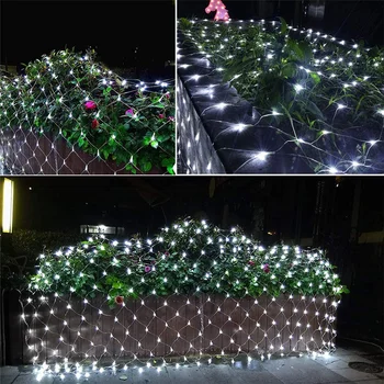 LED Pasaku Neto String Apgaismojums 2*2M 3*2M Ziemassvētku Vainags Aizkaru Gaismas Āra Ūdensizturīgs Dārza Kāzu Puse, Gaismas Apdare