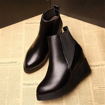 Modes Eiropas stila Martin Britu stila fall stila black top Chelsea potītes zābaki Norādīja ādas vienotā boot