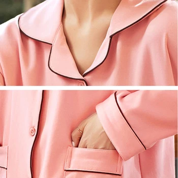 Modes Pavasara Vasaras Kokvilnas, 2 Gabals Pidžamas Komplekts Sievietēm Jaunu Iespiests Krāsains Sleepwear Long Sleeve Sieviešu Pidžamas Miega Homewear