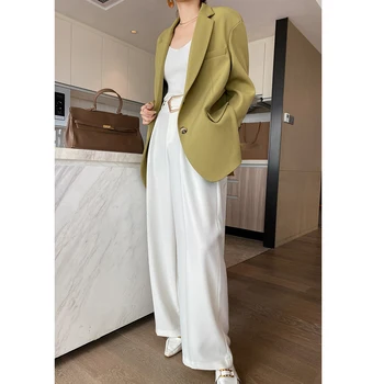 Modes Uzvalks Jaka Sievietēm Ir 2021. Pavasara Rudens garām Piedurknēm Gadījuma Zaudēt Cietā Zaļā Žakete Darba Valkāt Outwear