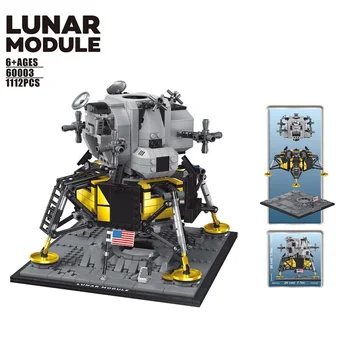 Noliktavā 37003 Apollo Saturn V Palaišana Kosmosā+60003 Apollo 11 Mēness Kosmosa Raķešu Lunar Lander Modeli, Celtniecības Bloki, Rotaļlietas
