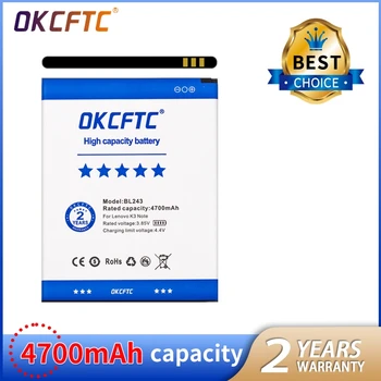 OKCFTC 4700mAh Sākotnējā BL243 Mobilā Tālruņa Akumulatoru, lenovo K3, Ņemiet vērā, K50-T5 A7000 A5500 A5600 A7600 Akumulatora Batteria