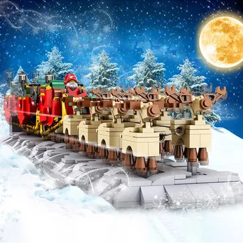 Pelējuma Karalis 10015 High-Tech Ziemassvētku Rotaļlietas KM-32342 Santa Kamanas Modeli, Celtniecības Bloki, Ķieģeļi Izglītības Dāvanu Bērniem
