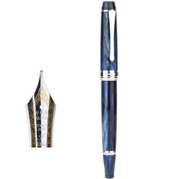 PENBBS 456 Akrila Virzuļa Fountain Pen Irīdija Smalkas Pērļu 0.5 mm, Sudraba Klipu Tintes Pildspalvu Birojs Rakstiski Dāvanu Pildspalva ar Lodziņu