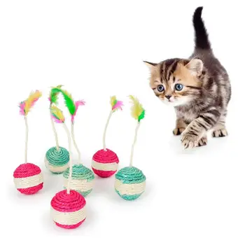 Pet Cat Kitten Spalvu Nesaskrāpē Sizala Bumba, Lelle Akrobāts Funny Interaktīvu Rotaļu