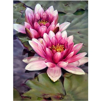Pilnu Kvadrātveida, Apaļas Dimanta krāsošana 5D Lotosa ziedu mozaīkas Dimanta Izšuvumi rhinestones ziedu dimanta bildes māksla