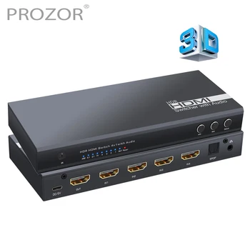 PROZOR 4x1 HDR HDMI-Saderīgam Komutatoru ar Audio Nosūcējs ar Optisko SPDIF TOSLINK & 3.5 mm Audio Izeja Atbalsta LOKA Ultra HD
